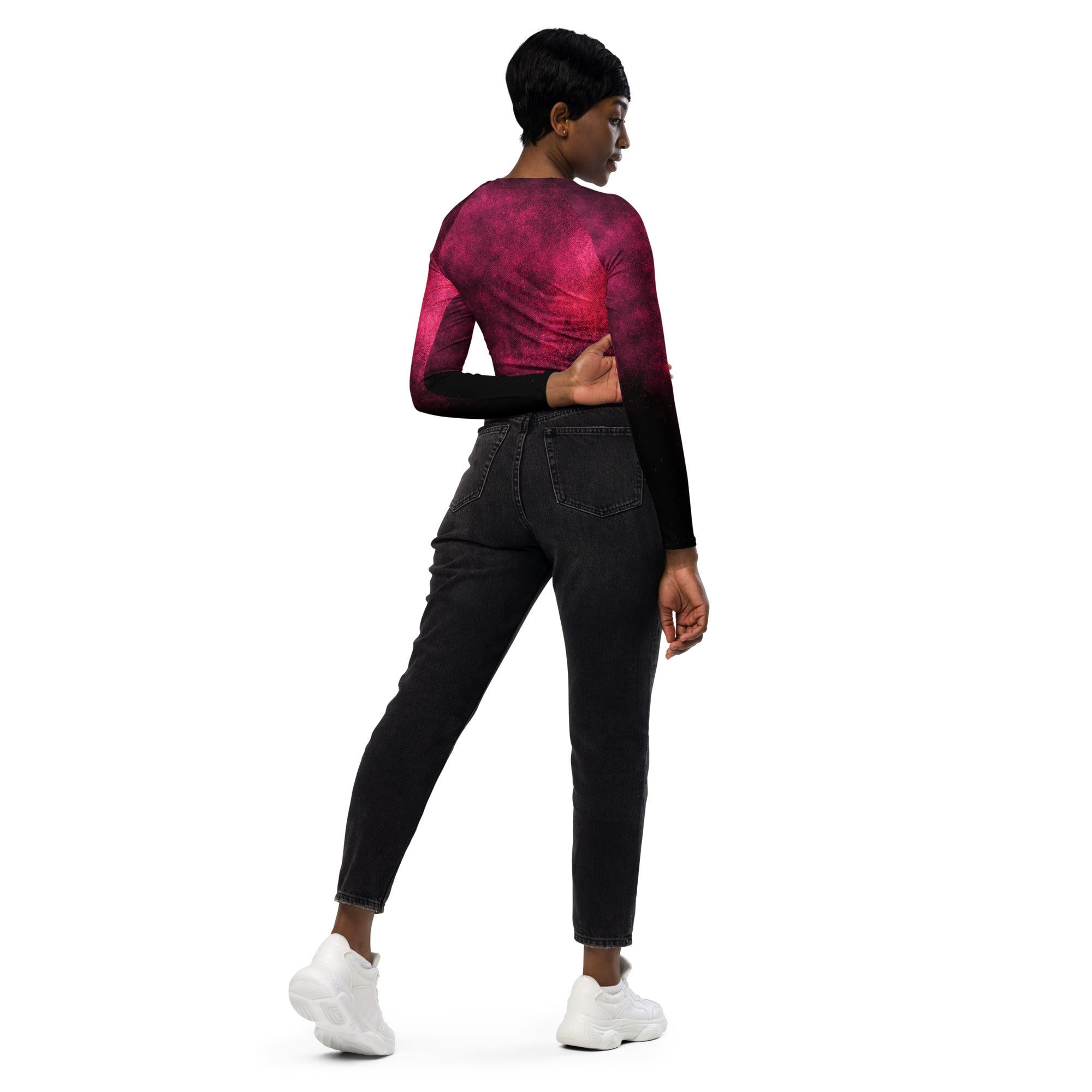 Christmas Party Cropped Top. Long Sleeved Christmas Colors Streetwear or Activewear. WickedYo.